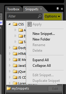 Snippet Options